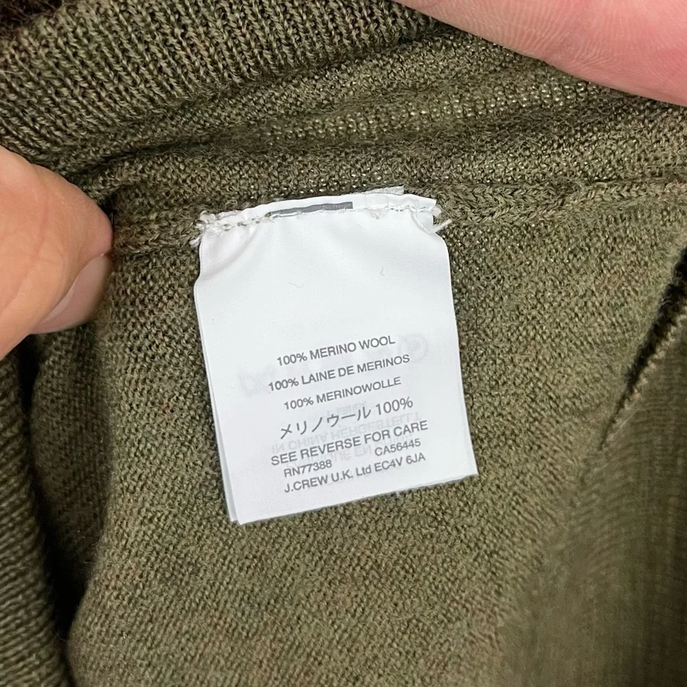 J. Crew Slim Fit 100% Merino Wool Half Zip Sweater in Olive Green
